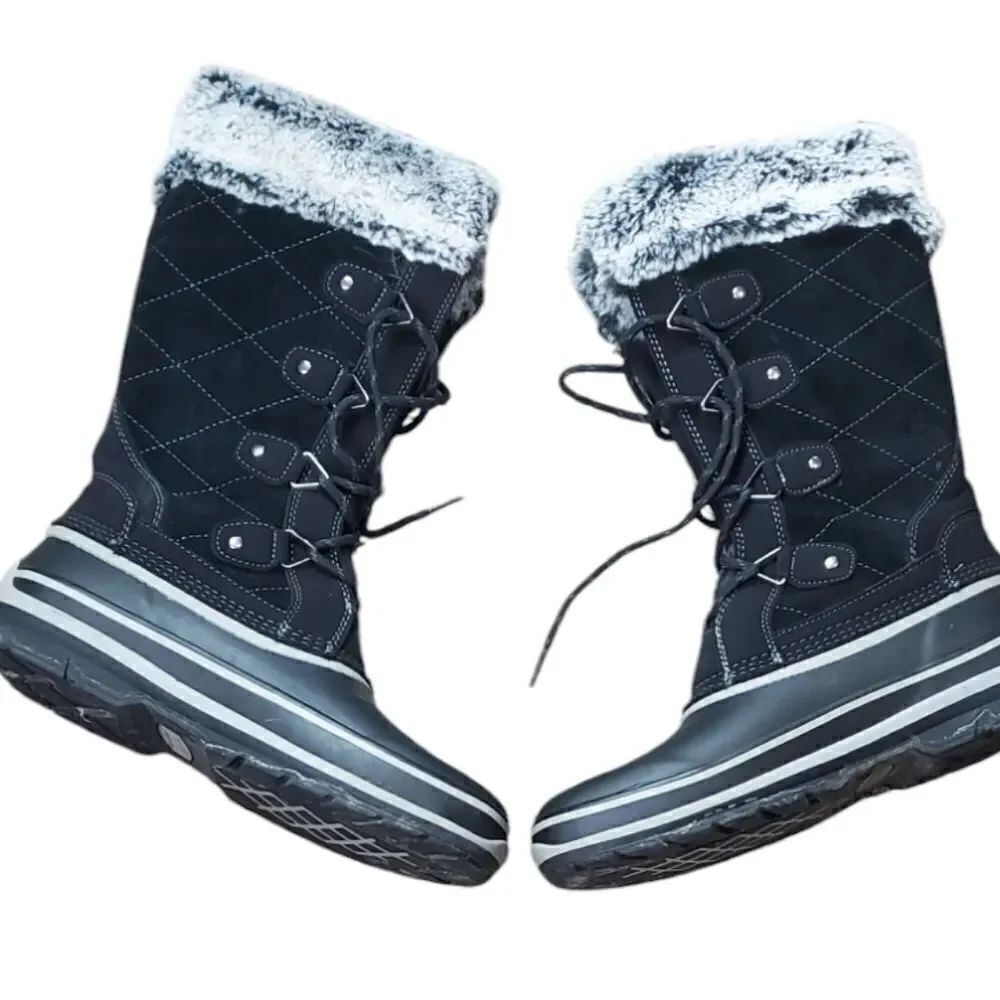 Khombu Black Suede Lace-Up Winter Boots